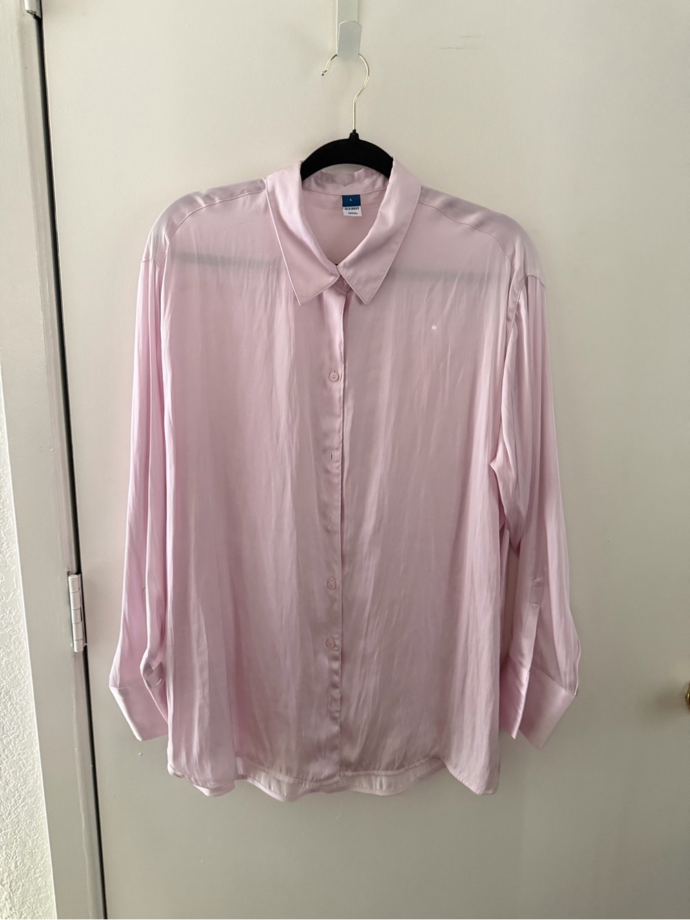 Old Navy Pastel Pink Satin Button-Down Blouse